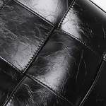 Black Glossy Woven Handbag — Modern structure with elevated shine