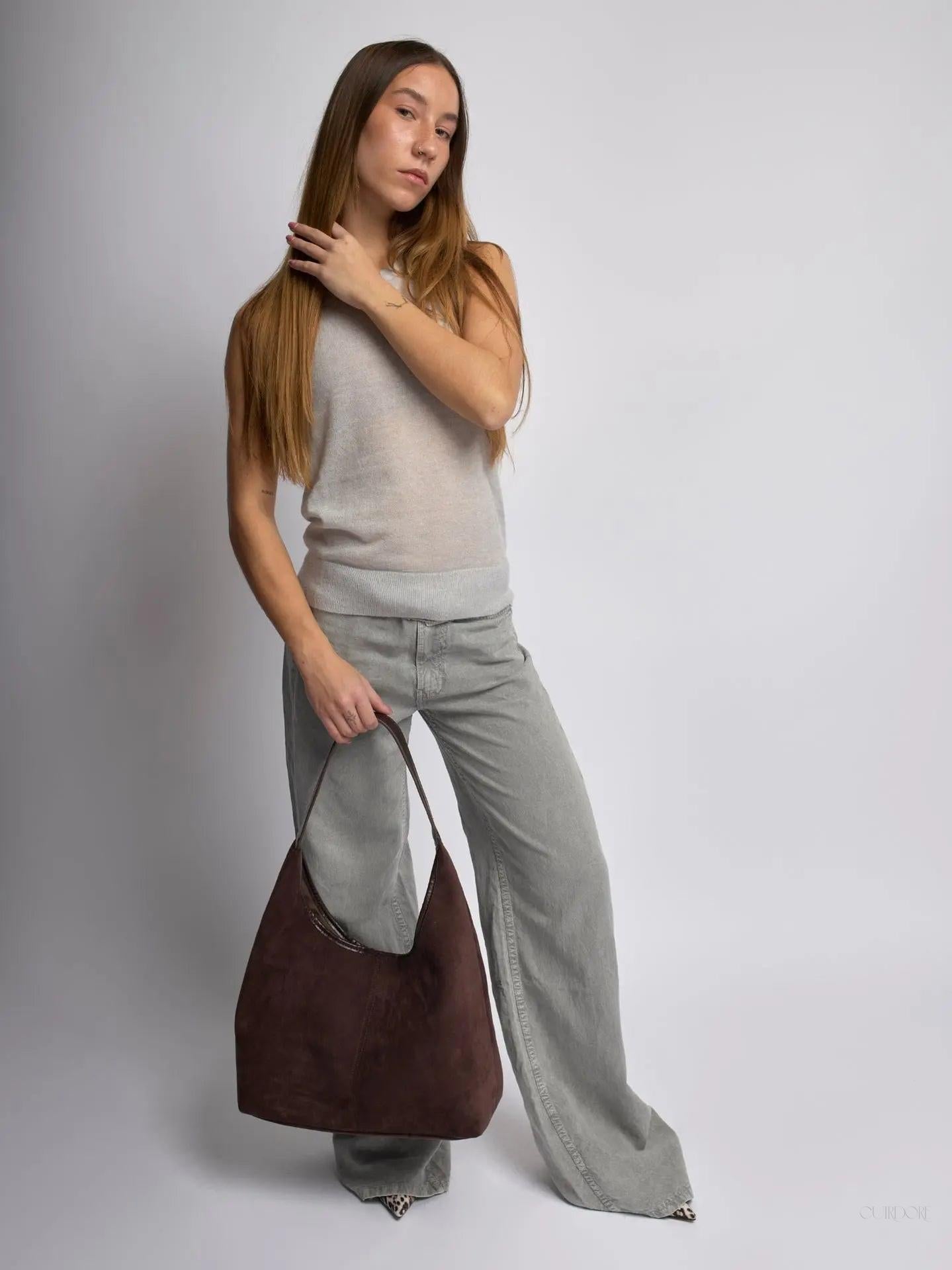 Black Minimalist Hobo Shoulder Bag