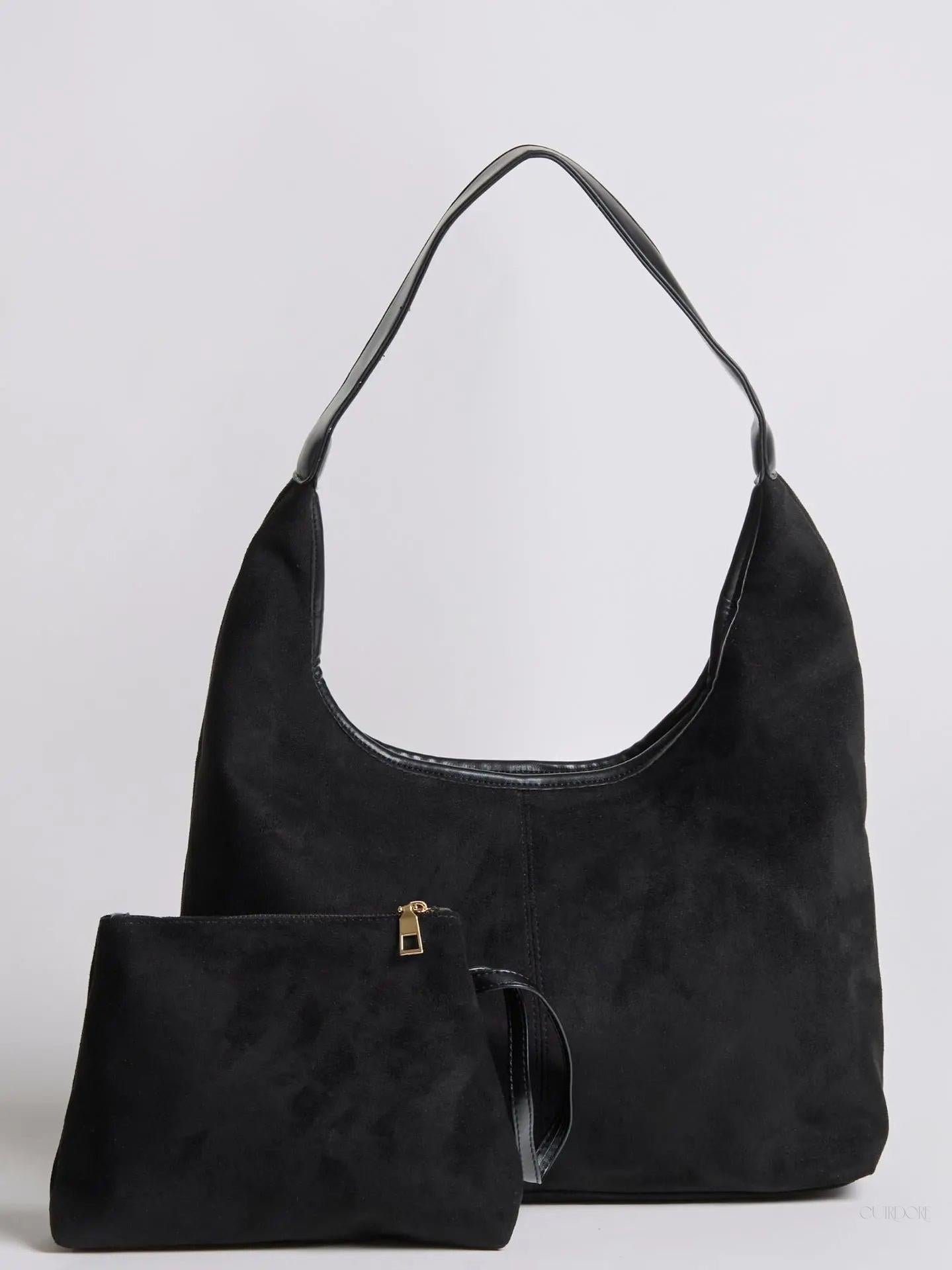 Black Minimalist Hobo Shoulder Bag