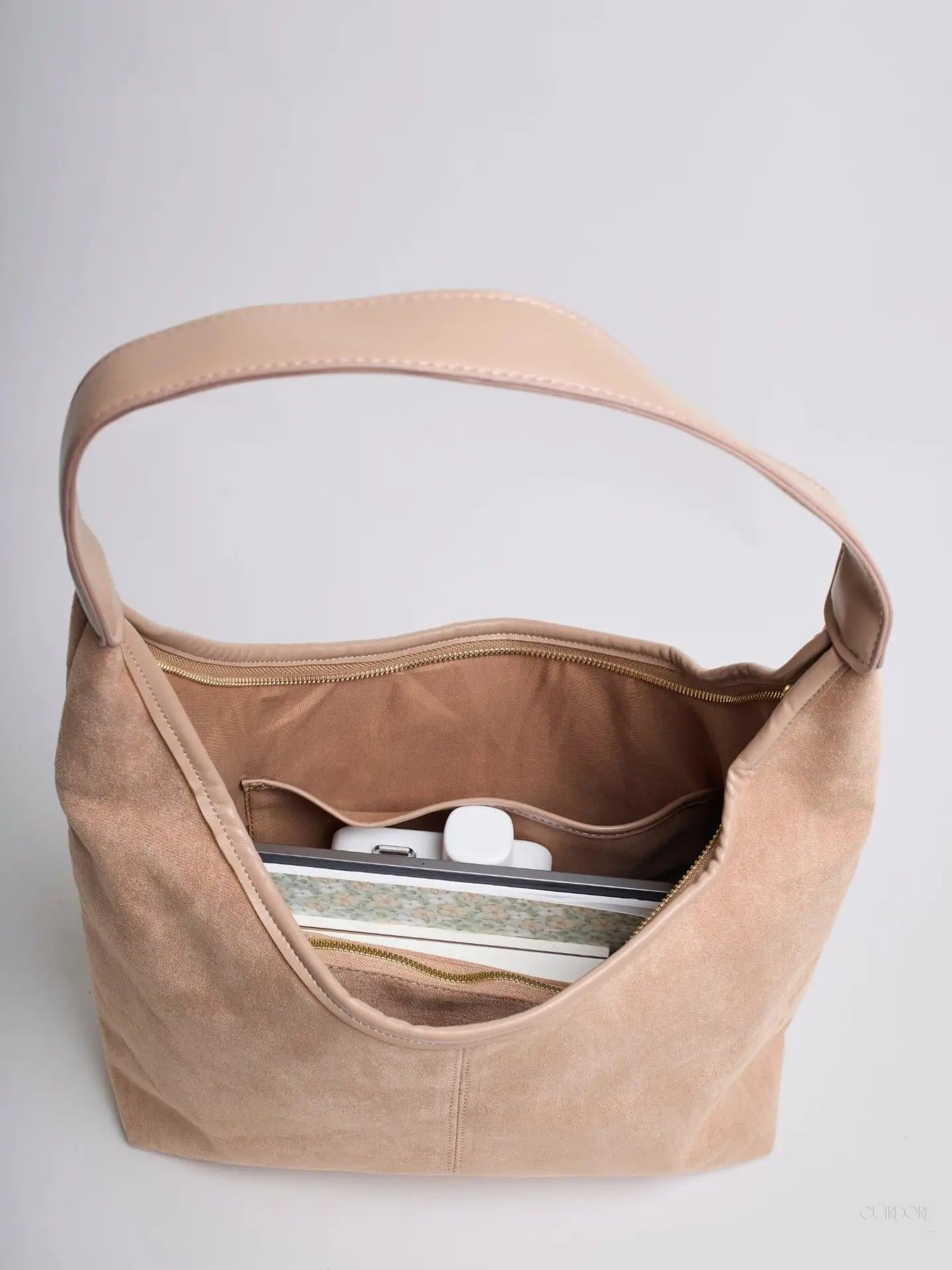 Black Minimalist Hobo Shoulder Bag