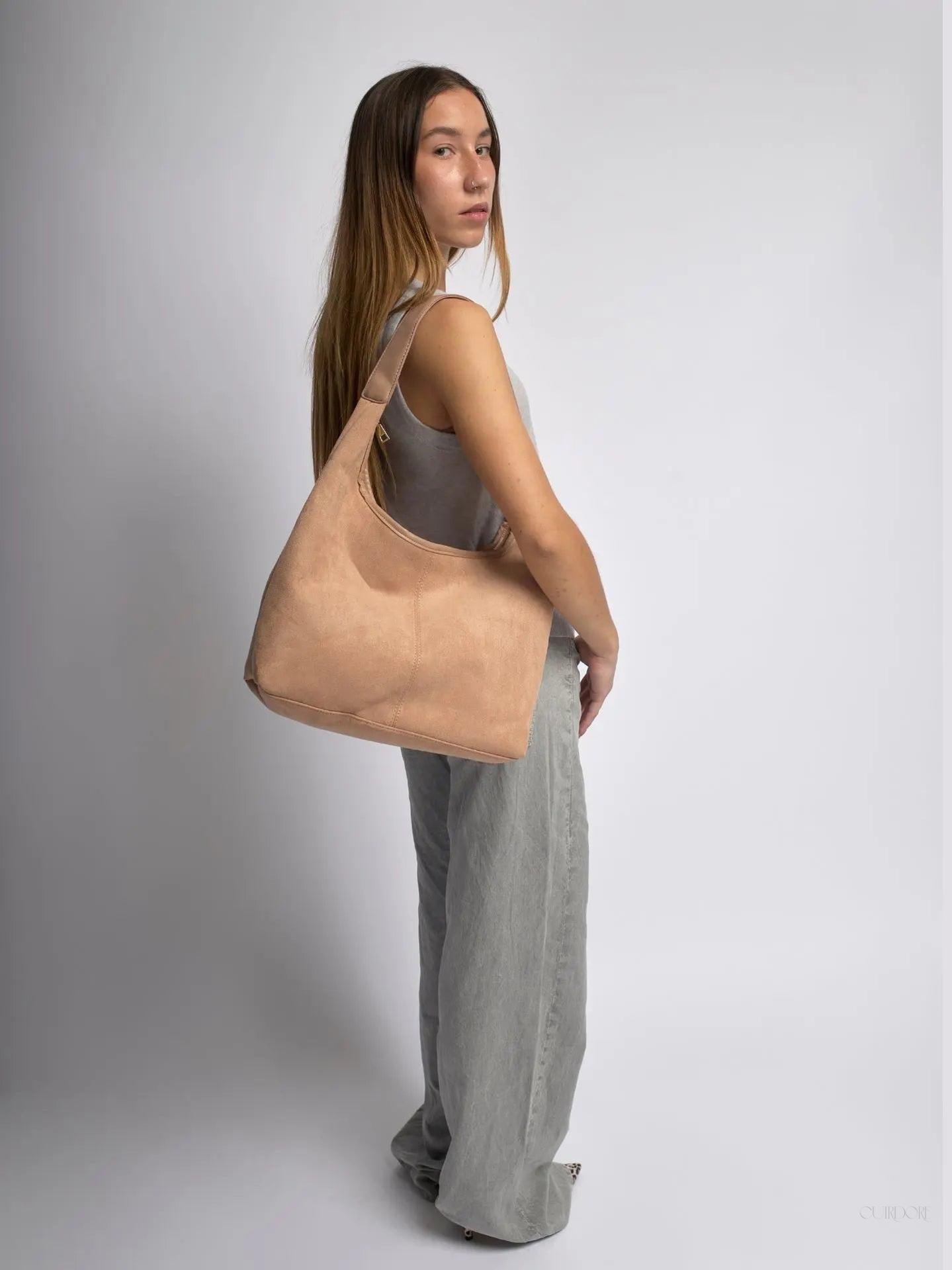Black Minimalist Hobo Shoulder Bag