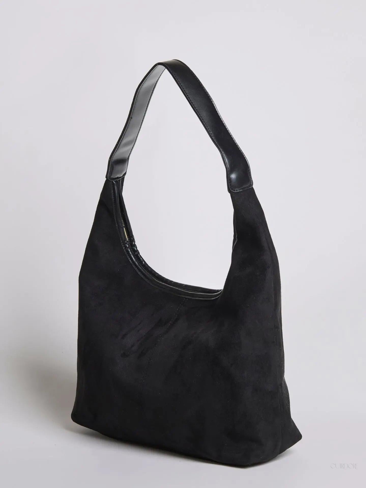 Black Minimalist Hobo Shoulder Bag