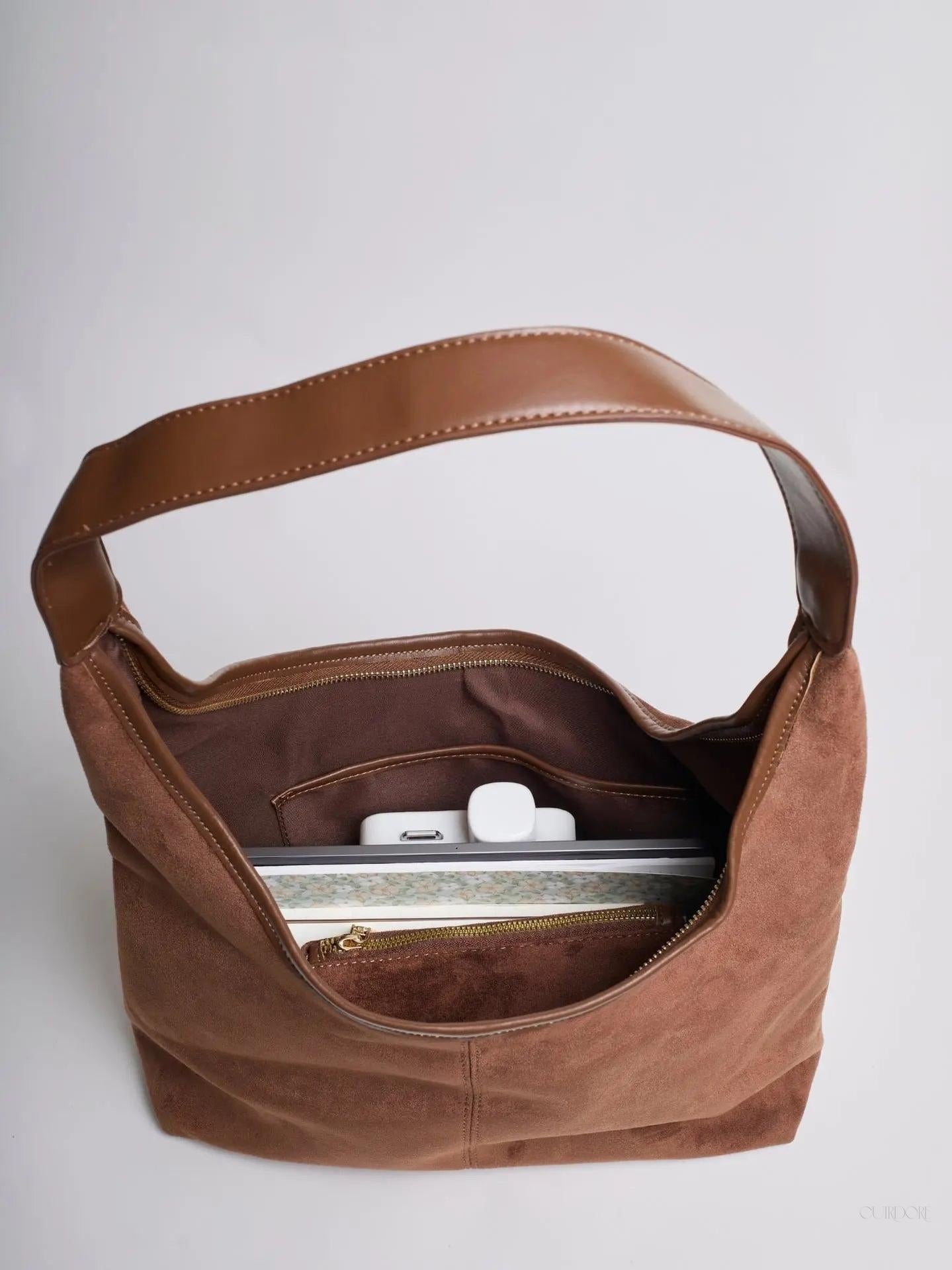 Black Minimalist Hobo Shoulder Bag