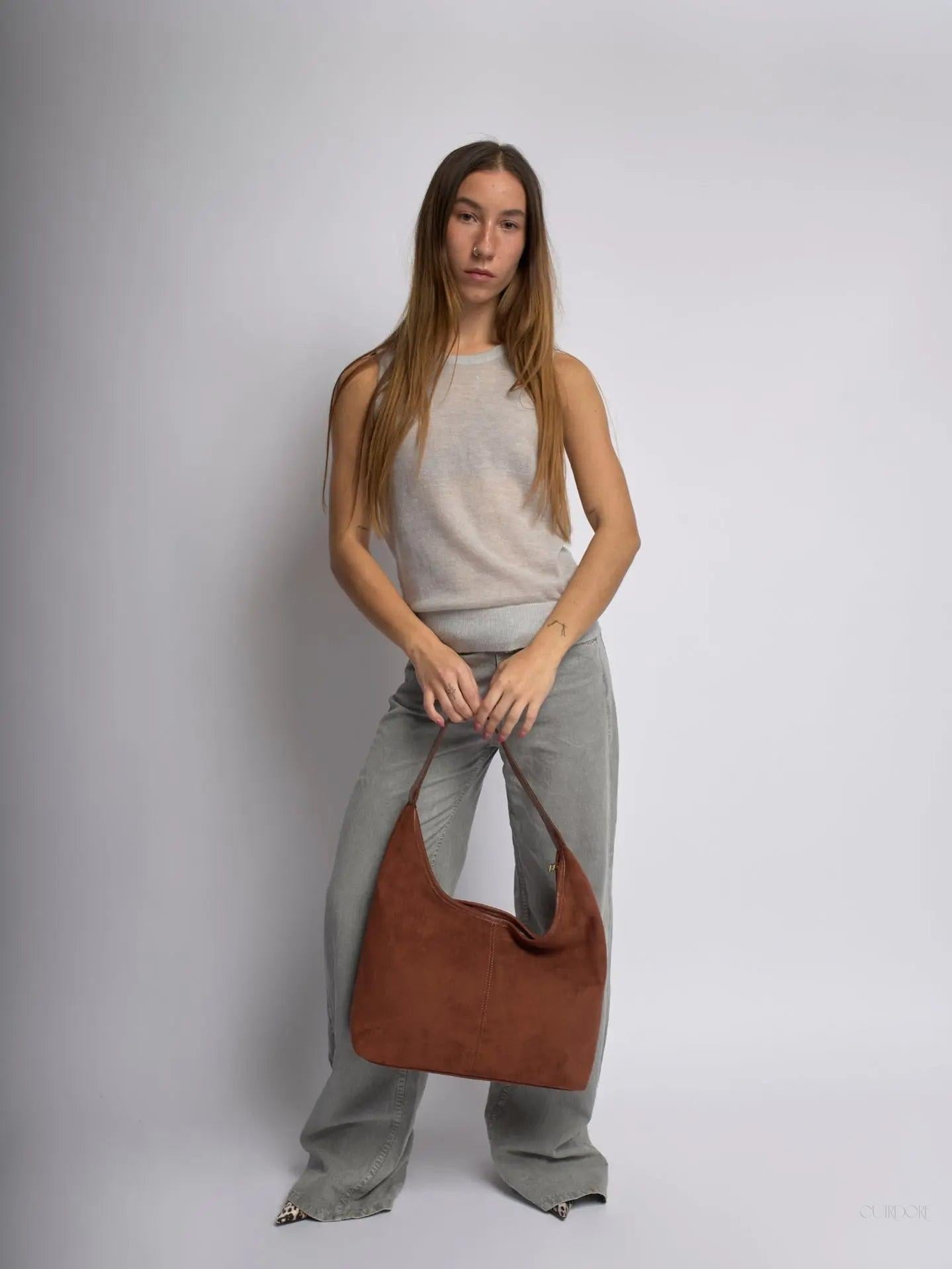 Black Minimalist Hobo Shoulder Bag