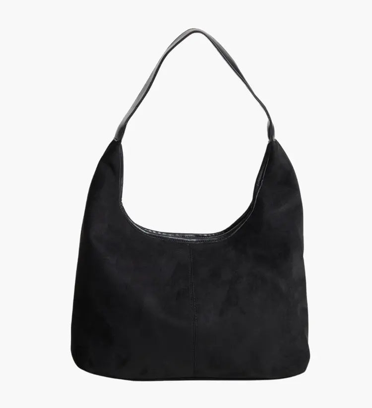 Black Minimalist Hobo Shoulder Bag