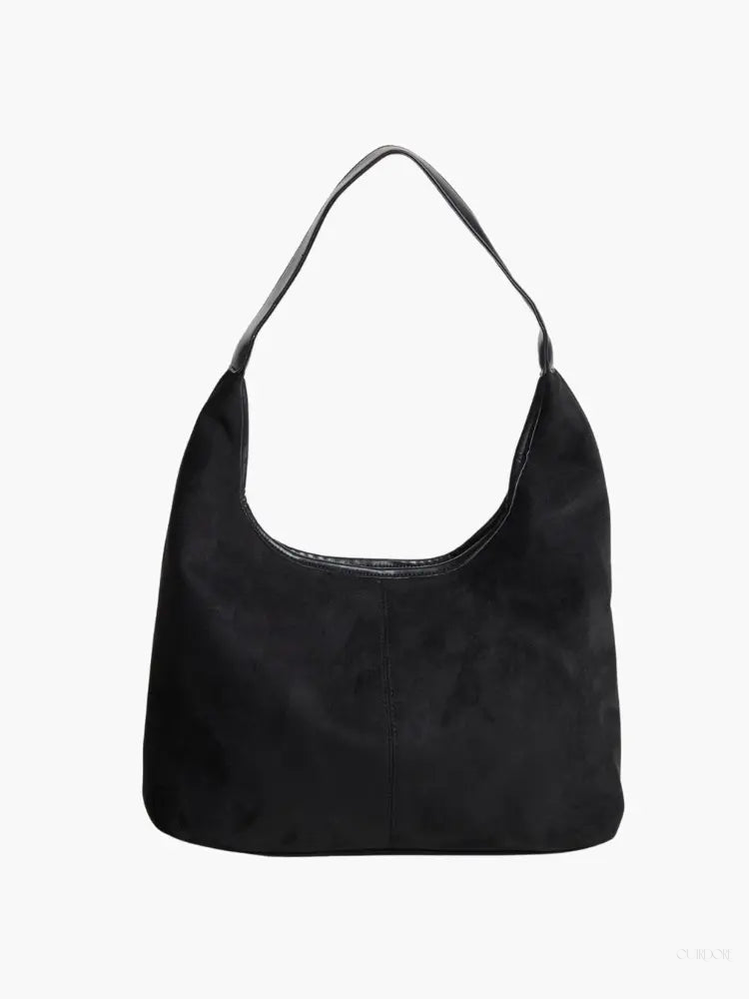 Black Minimalist Hobo Shoulder Bag