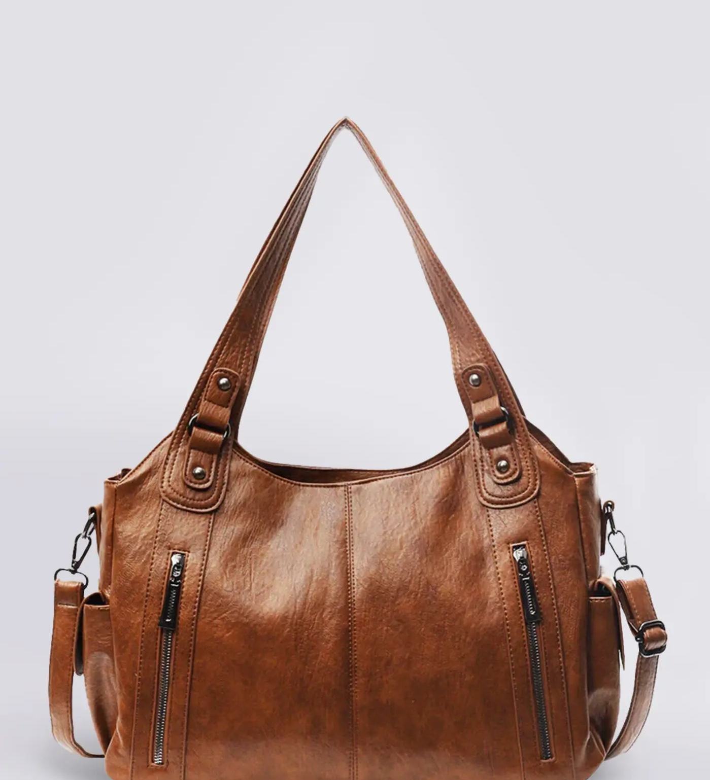 Black Multi-Pocket Shoulder Bag – Stylish Everyday Tote with Adjustable Strap
