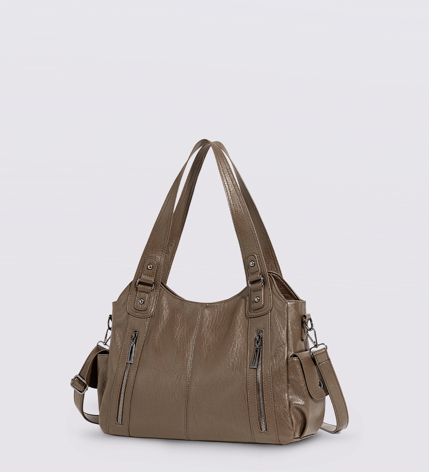 Black Multi-Pocket Shoulder Bag – Stylish Everyday Tote with Adjustable Strap