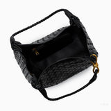 Black Woven Handbag with Braided Handle — Elegant texture, everyday sophistication
