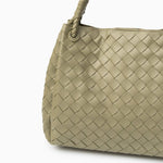 Black Woven Handbag with Braided Handle — Elegant texture, everyday sophistication