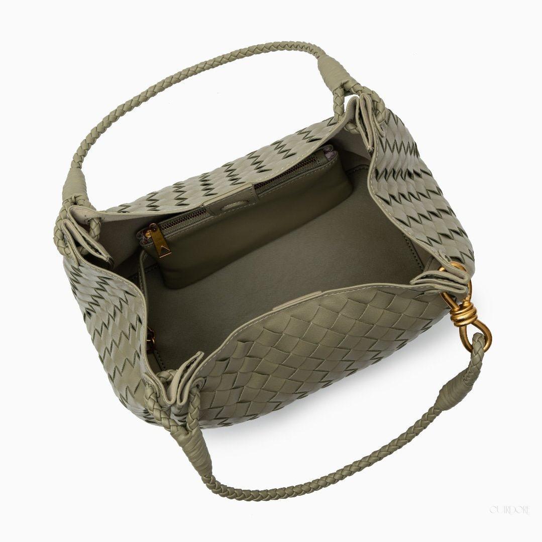 Black Woven Handbag with Braided Handle — Elegant texture, everyday sophistication