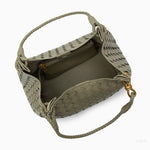 Black Woven Handbag with Braided Handle — Elegant texture, everyday sophistication