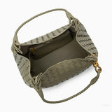 Black Woven Handbag with Braided Handle — Elegant texture, everyday sophistication