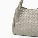 Black Woven Handbag with Braided Handle — Elegant texture, everyday sophistication