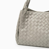 Black Woven Handbag with Braided Handle — Elegant texture, everyday sophistication