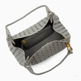Black Woven Handbag with Braided Handle — Elegant texture, everyday sophistication