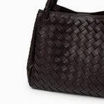 Black Woven Handbag with Braided Handle — Elegant texture, everyday sophistication