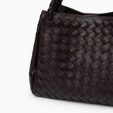 Black Woven Handbag with Braided Handle — Elegant texture, everyday sophistication
