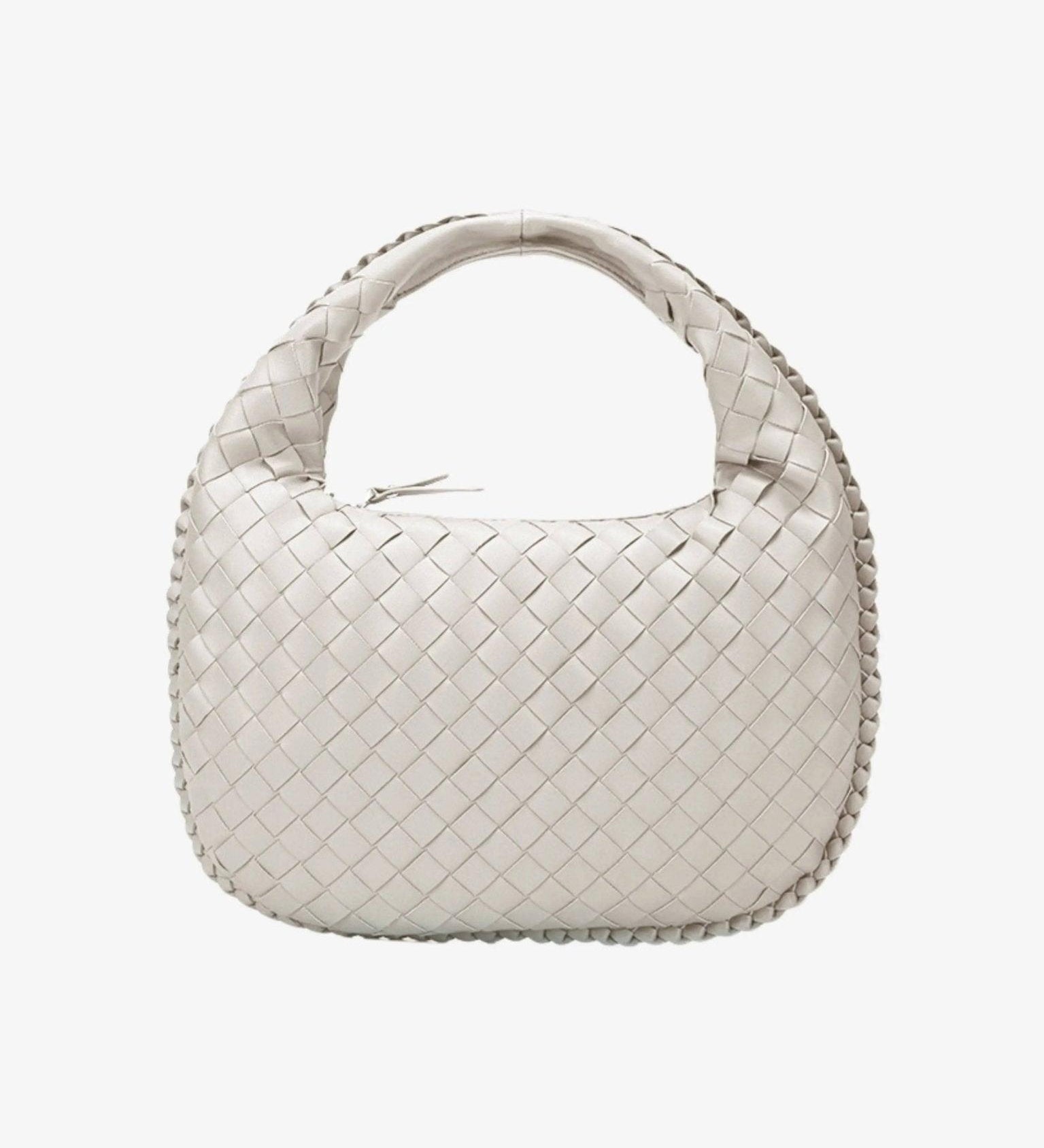 Black Woven Leather Shoulder Bag – Elegant Hobo Handbag