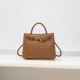 Black Woven Midi Leather Tote Bag – Effortless Elegance & Timeless Appeal