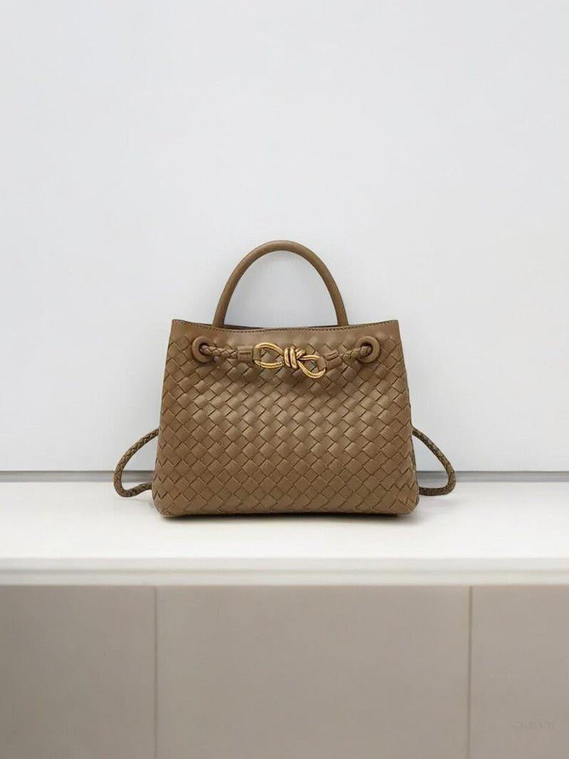 Black Woven Midi Leather Tote Bag – Effortless Elegance & Timeless Appeal
