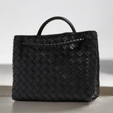 Black Woven Midi Leather Tote Bag – Effortless Elegance & Timeless Appeal