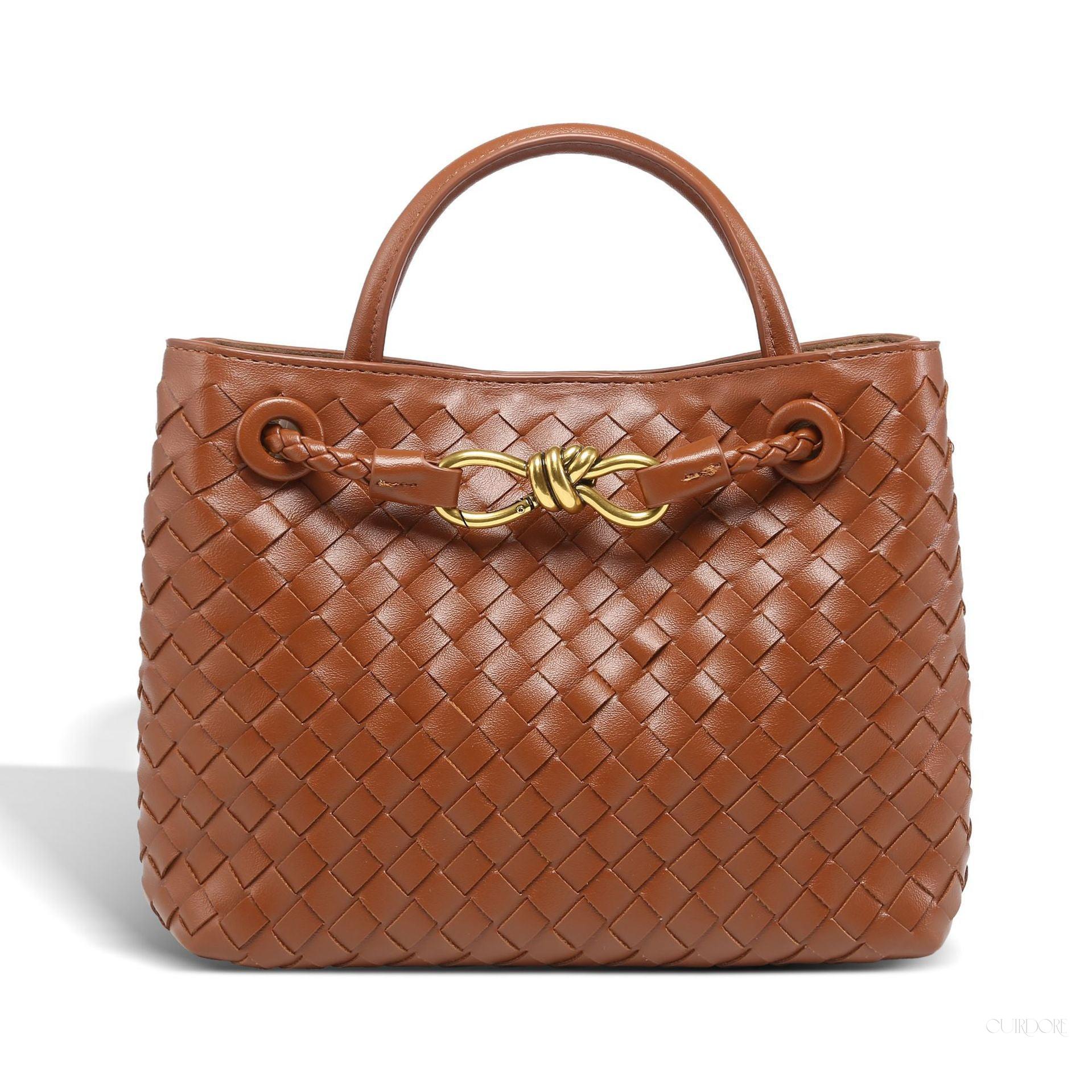 Black Woven Midi Leather Tote Bag – Effortless Elegance & Timeless Appeal