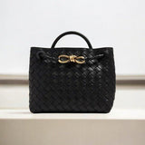 Black Woven Midi Leather Tote Bag – Effortless Elegance & Timeless Appeal