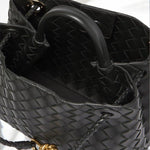 Black Woven Midi Leather Tote Bag – Effortless Elegance & Timeless Appeal