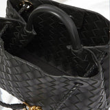 Black Woven Midi Leather Tote Bag – Effortless Elegance & Timeless Appeal