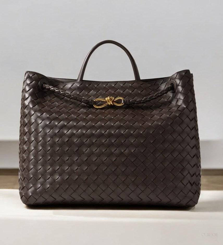 Black Woven Midi Leather Tote Bag – Effortless Elegance & Timeless Appeal