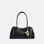 Boston-Style Shoulder Bag with Floral Charm — Timeless elegance for everyday use