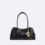 Boston-Style Shoulder Bag with Floral Charm — Timeless elegance for everyday use