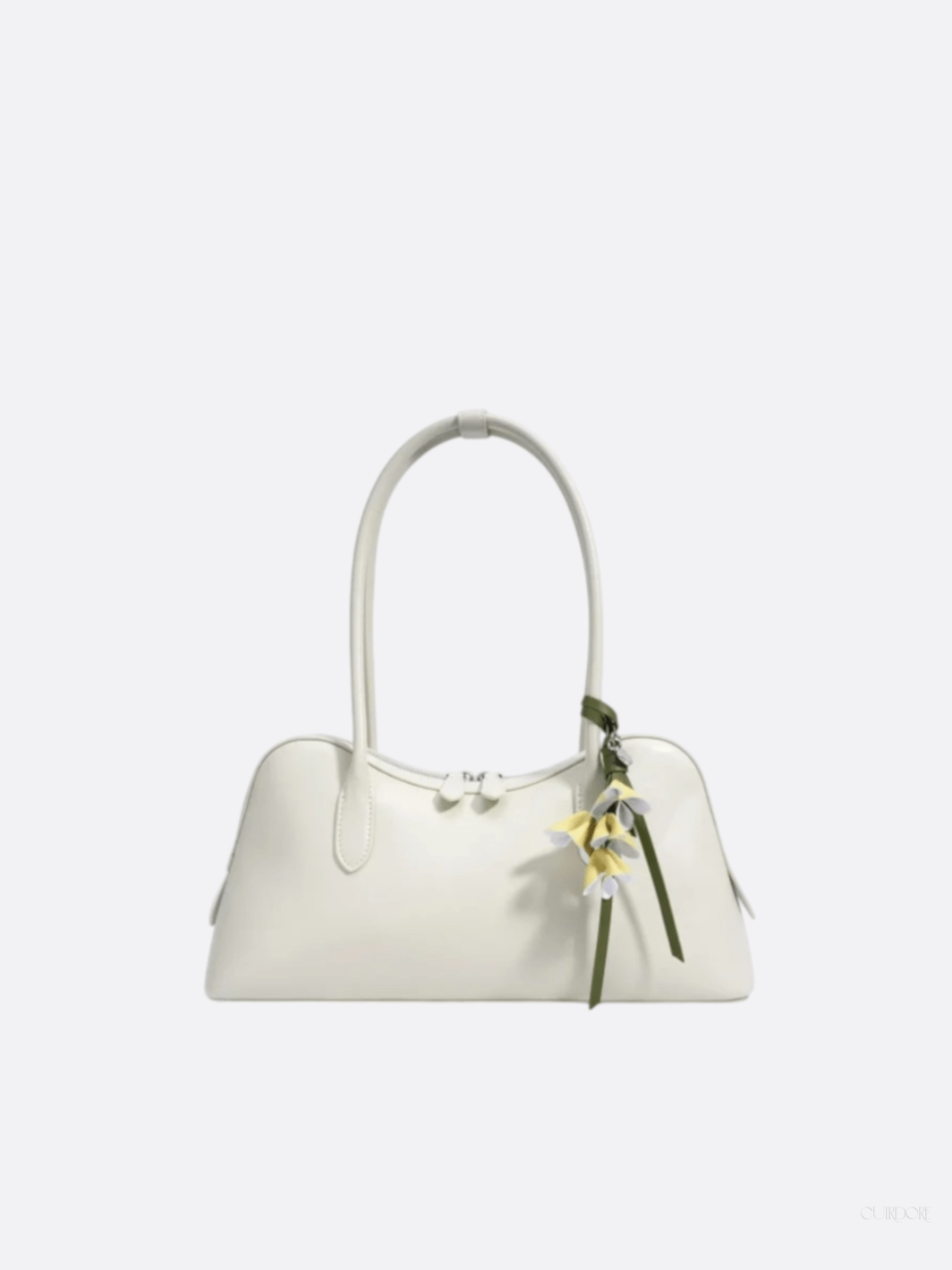 Boston-Style Shoulder Bag with Floral Charm — Timeless elegance for everyday use