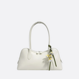 Boston-Style Shoulder Bag with Floral Charm — Timeless elegance for everyday use