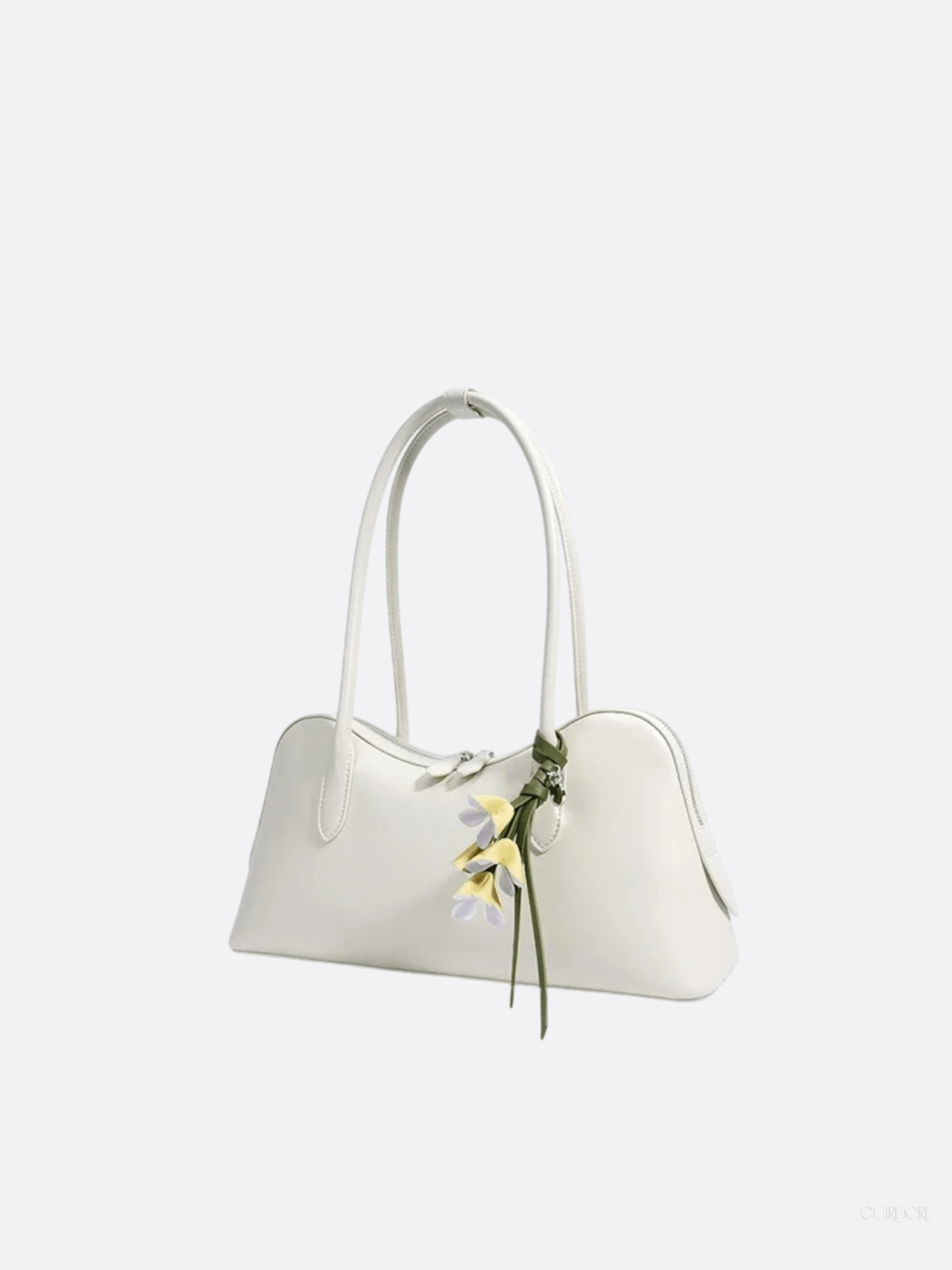 Boston-Style Shoulder Bag with Floral Charm — Timeless elegance for everyday use