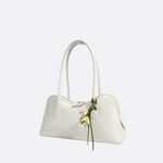 Boston-Style Shoulder Bag with Floral Charm — Timeless elegance for everyday use