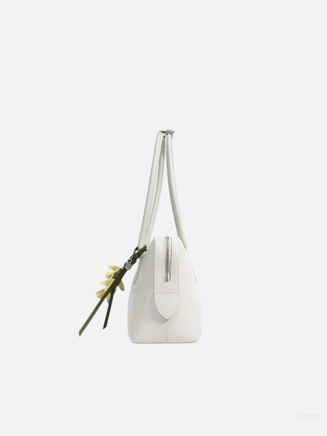 Boston-Style Shoulder Bag with Floral Charm — Timeless elegance for everyday use