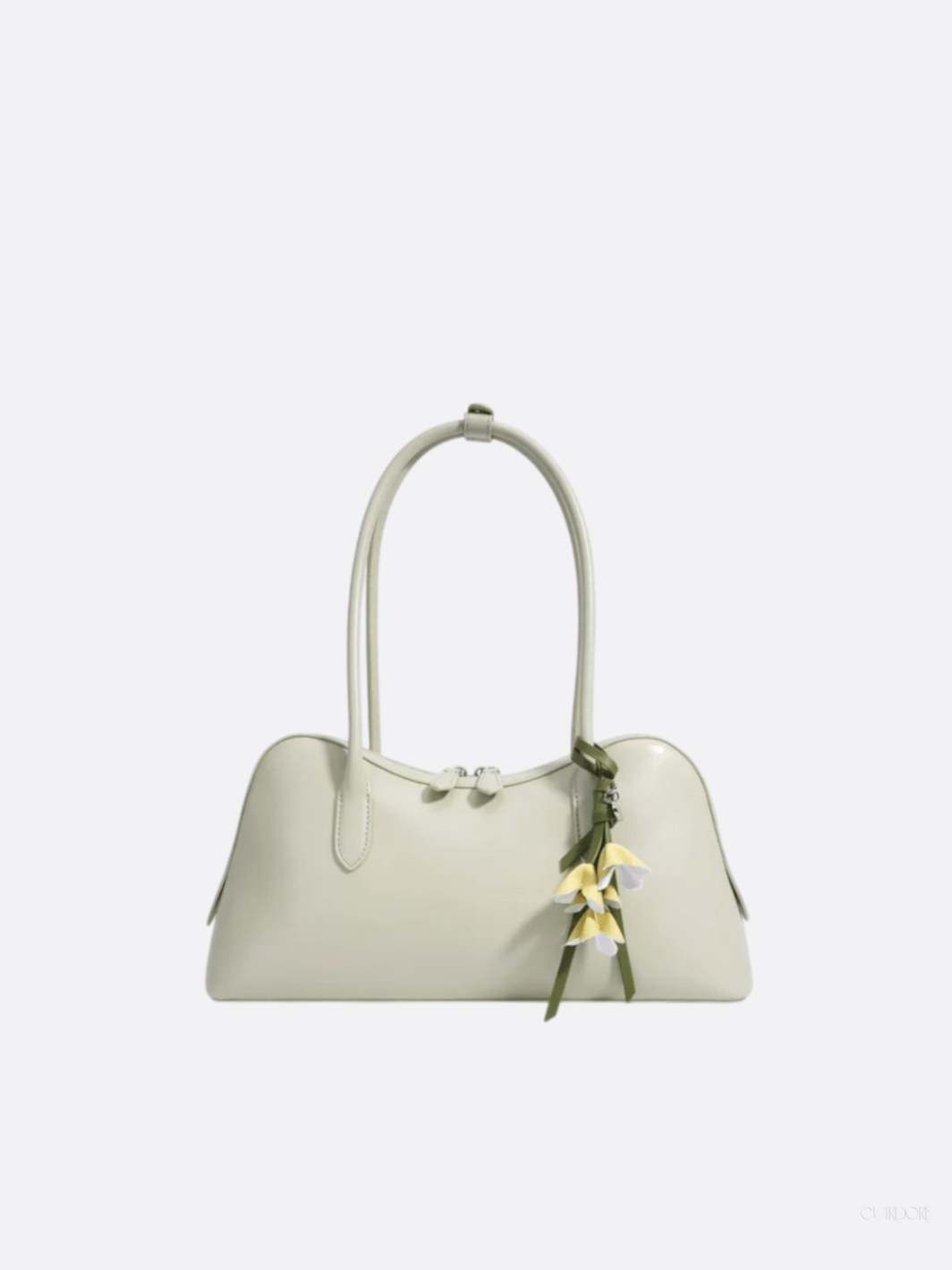 Boston-Style Shoulder Bag with Floral Charm — Timeless elegance for everyday use