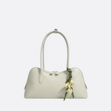 Boston-Style Shoulder Bag with Floral Charm — Timeless elegance for everyday use