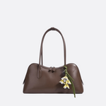 Boston-Style Shoulder Bag with Floral Charm — Timeless elegance for everyday use