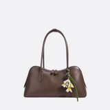 Boston-Style Shoulder Bag with Floral Charm — Timeless elegance for everyday use