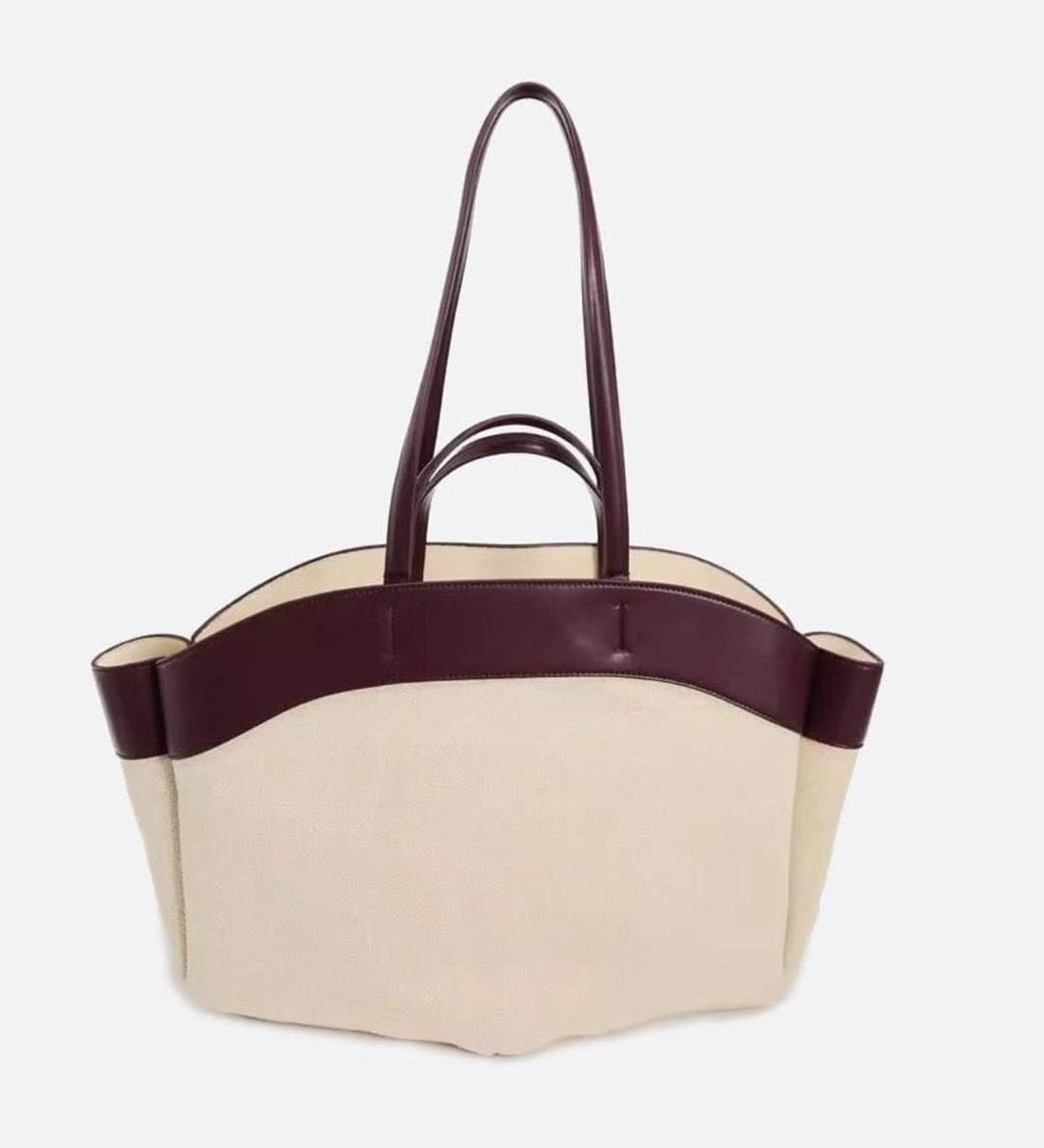 Canvas & Leather Tote Bag – Spacious Elegant Everyday Shopper