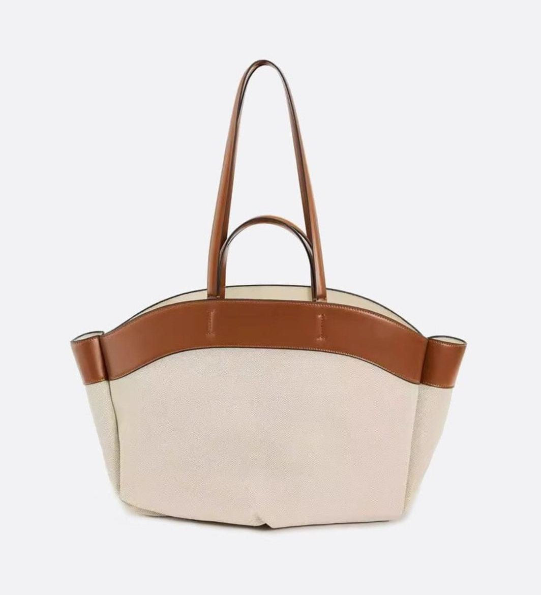 Canvas & Leather Tote Bag – Spacious Elegant Everyday Shopper