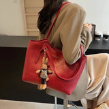 Chic Leather Tote Bag with Playful Charm – Elegance Meets Fun