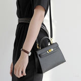 Chic Taupe Structured Top Handle Bag – Elegant Classic Handbag