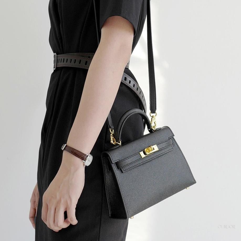 Chic Taupe Structured Top Handle Bag – Elegant Classic Handbag