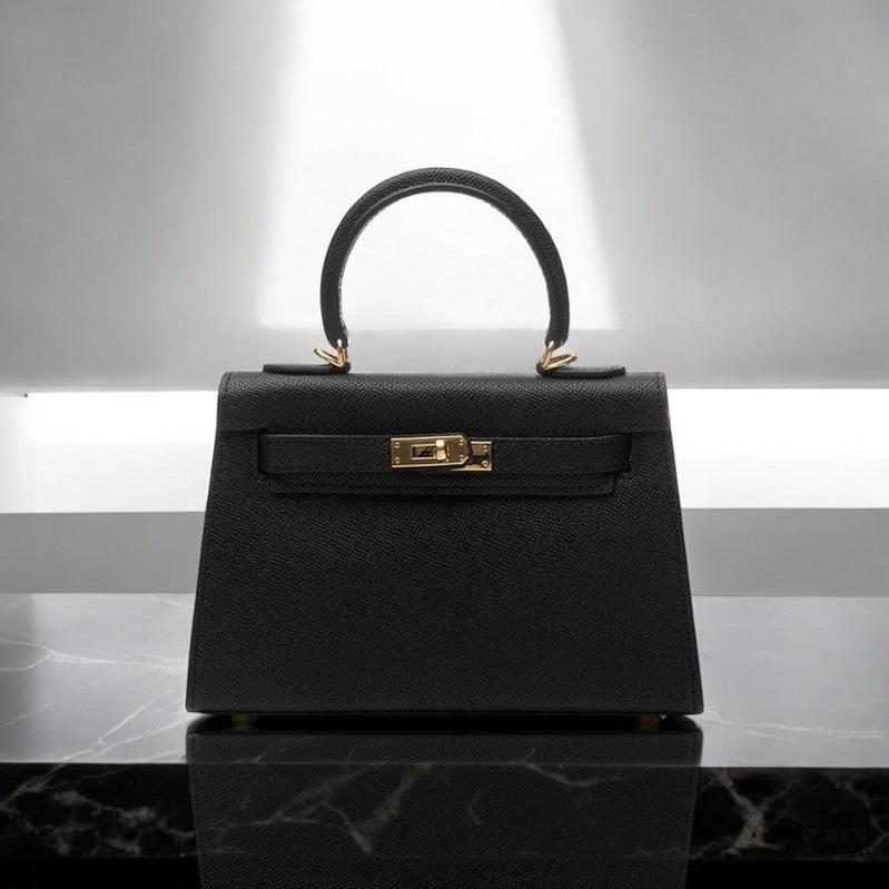 Classic Black Structured Top Handle Bag – Elegant Timeless Handbag