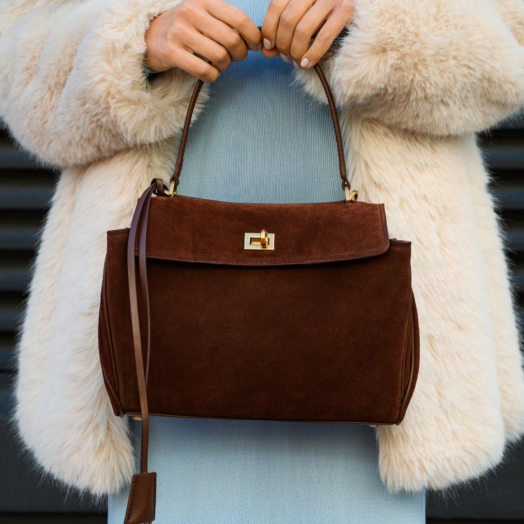 Classic Suede Leather Handbag — Refined design, effortless elegance