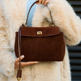 Classic Suede Leather Handbag — Refined design, effortless elegance
